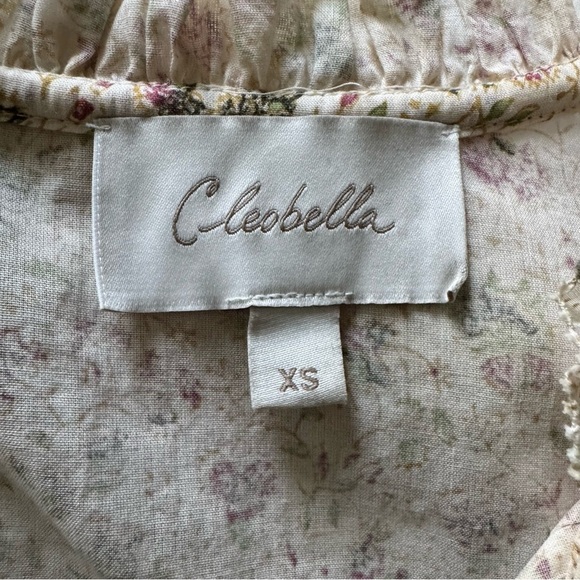 Cleobella Katy Victorian Floral Cream Ruffled Tie Front Blouse size XS - Picture 9 of 12